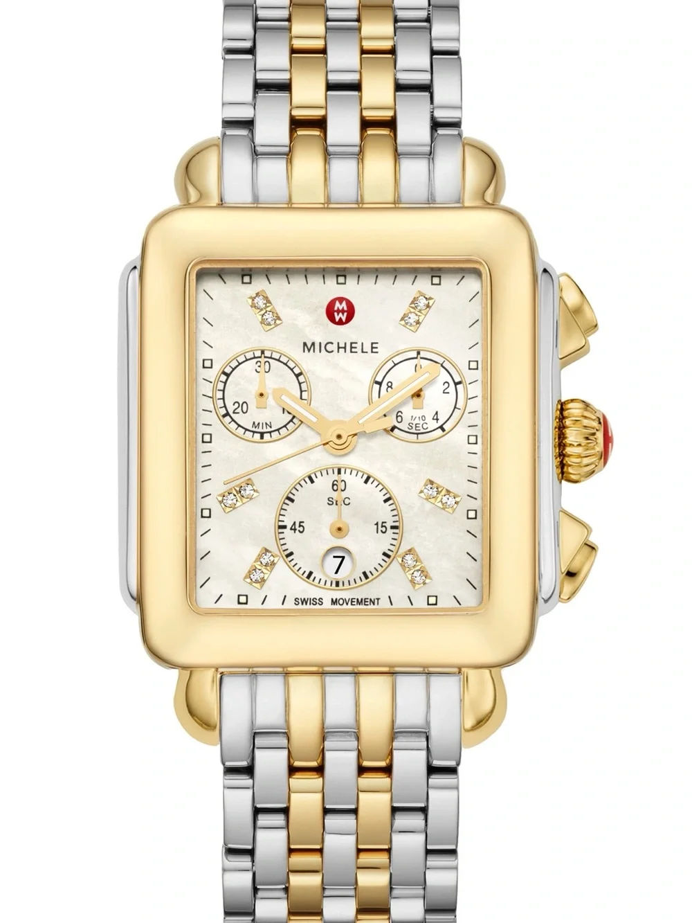 MICHELE Deco Diamond Chronograph Bracelet Watch, 33mm